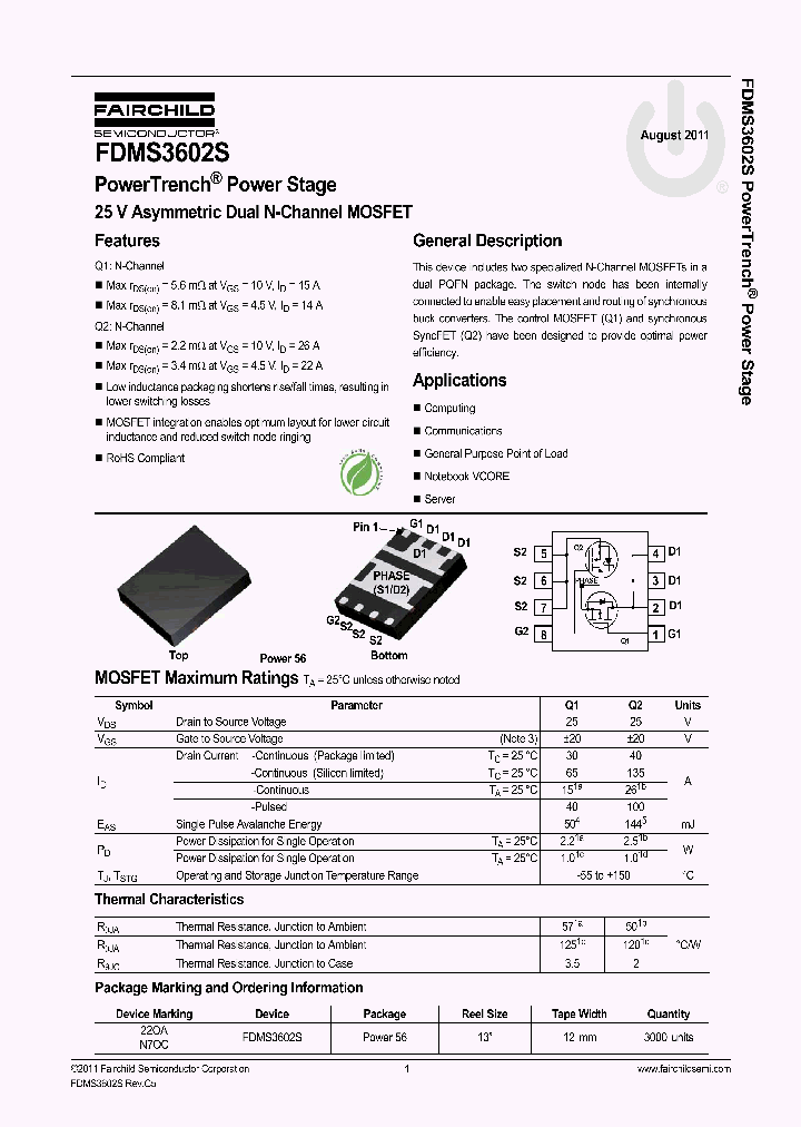 FDMS3602S_6965383.PDF Datasheet