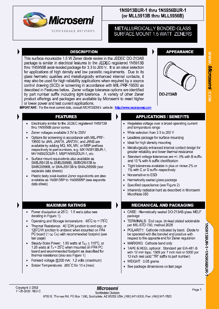 MSP1N5949UR-1_6966397.PDF Datasheet