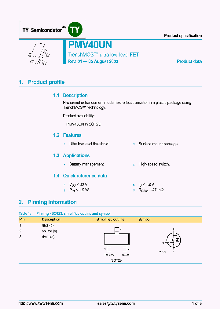 PMV40UN_6987193.PDF Datasheet
