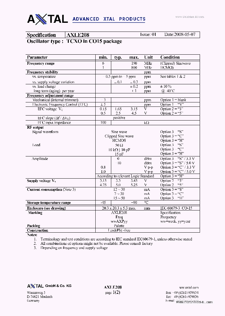 AXLE208_7009380.PDF Datasheet
