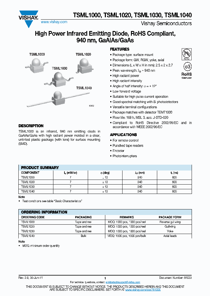 TSML1030_7011318.PDF Datasheet