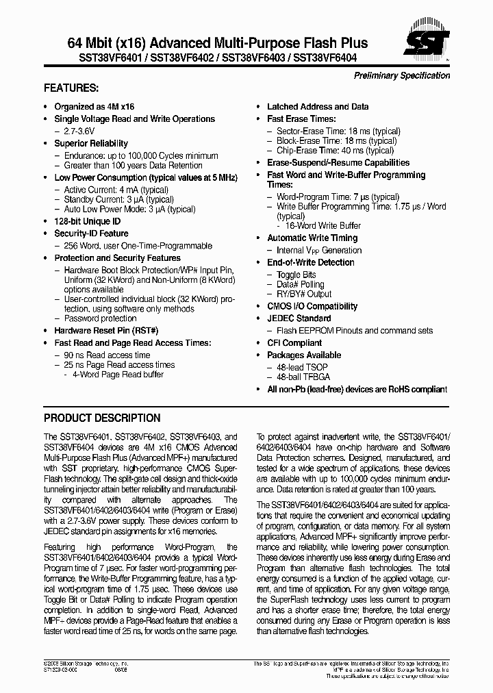SST38VF6404-90-4C-EKE_7018098.PDF Datasheet