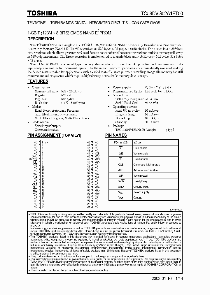 TC58DVG02A1FT00_7032926.PDF Datasheet
