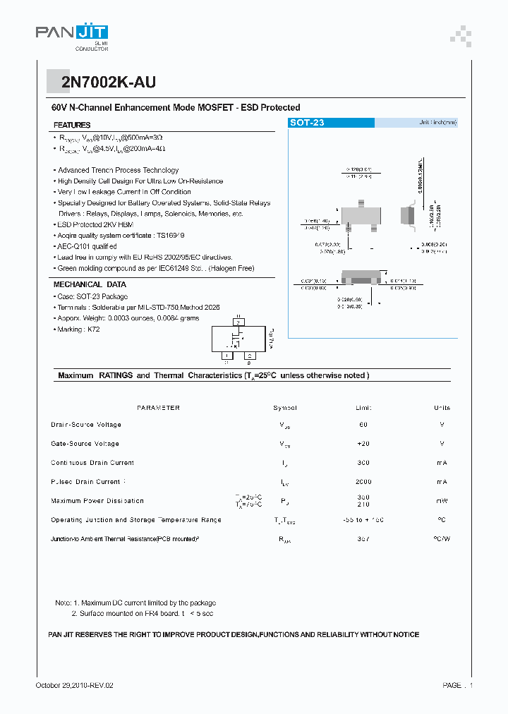 2N7002K-AUBU10001_7101693.PDF Datasheet
