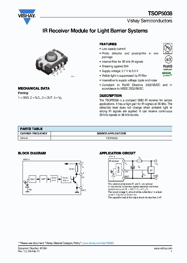 TSOP5038_7105357.PDF Datasheet