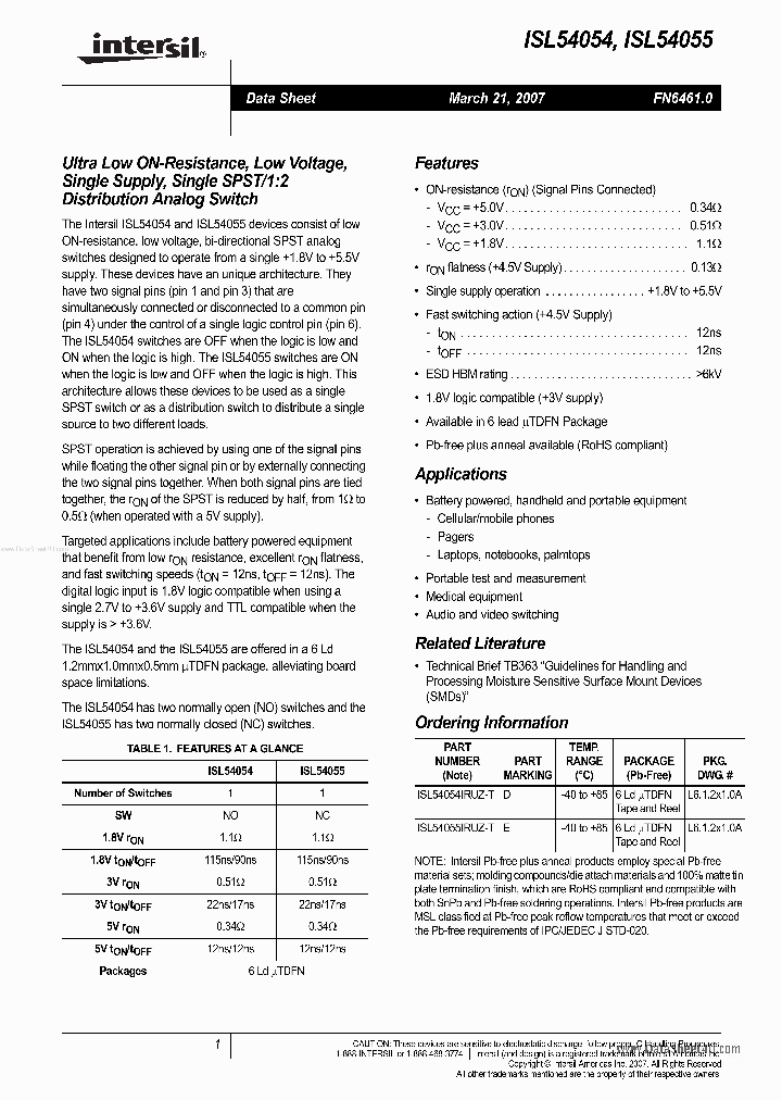 ISL54055_7118882.PDF Datasheet