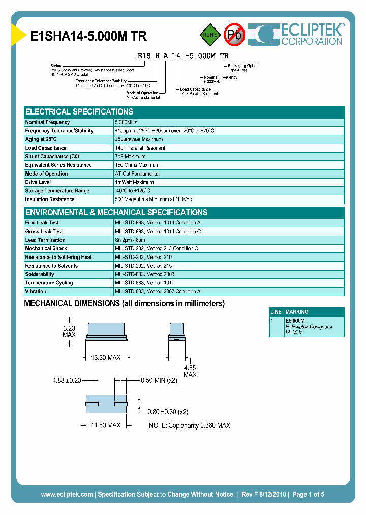 E1SHA14-5000MTR_7124465.PDF Datasheet