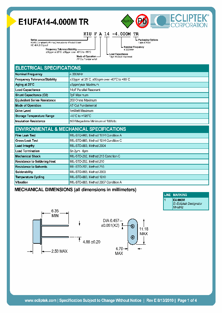 E1UFA14-4000MTR_7145612.PDF Datasheet