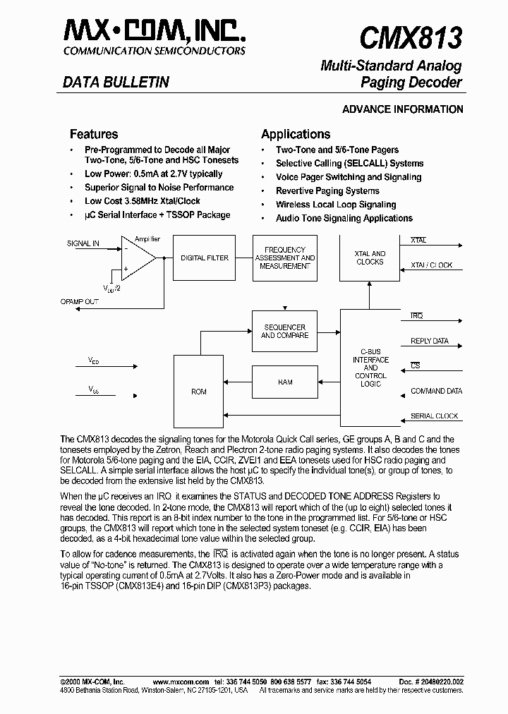 CMX813_7147008.PDF Datasheet