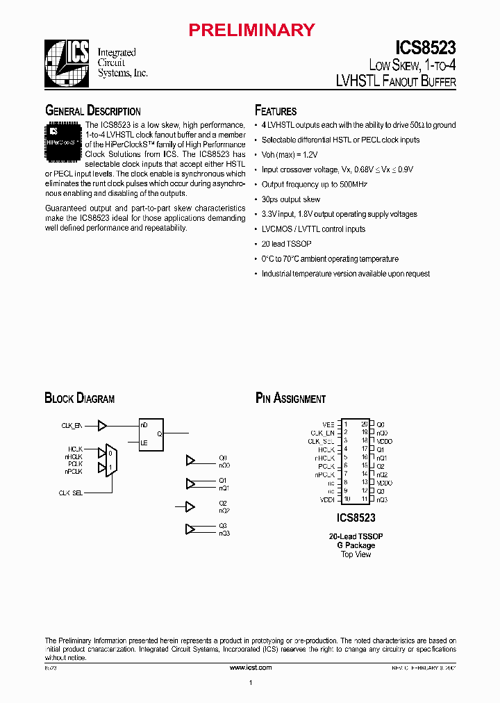 ICS8523AG_7147611.PDF Datasheet