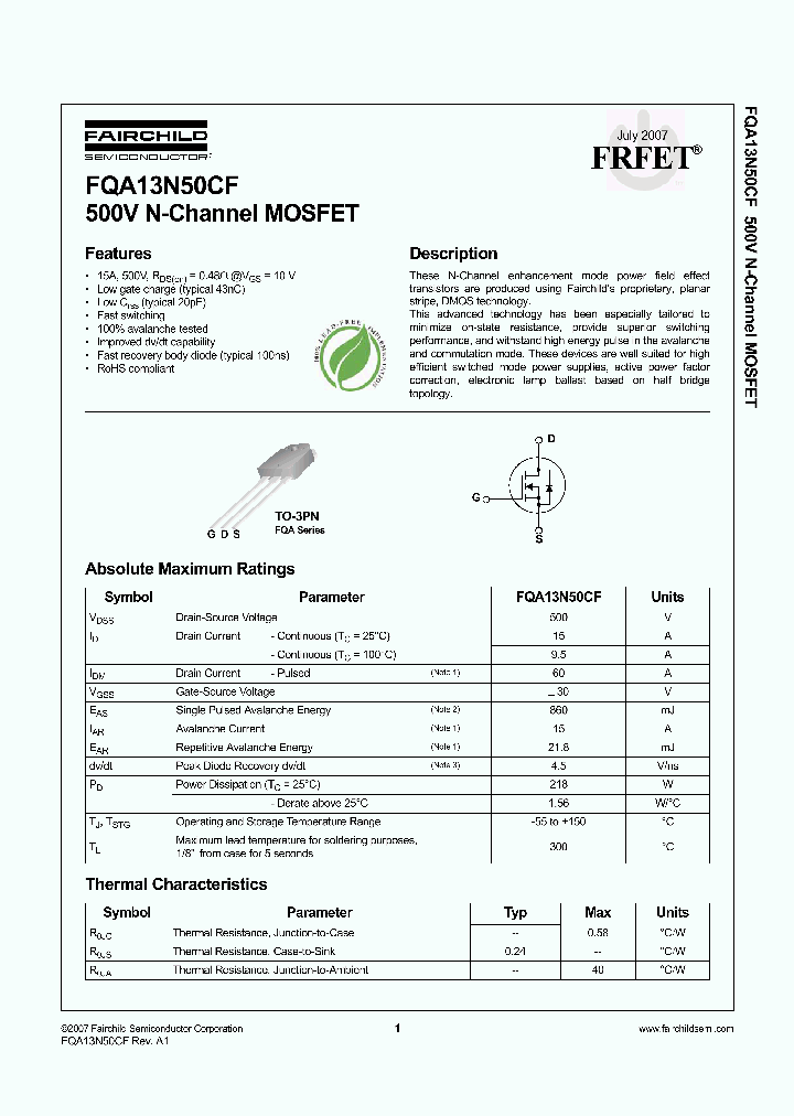 FQA13N50CFNL_7187456.PDF Datasheet