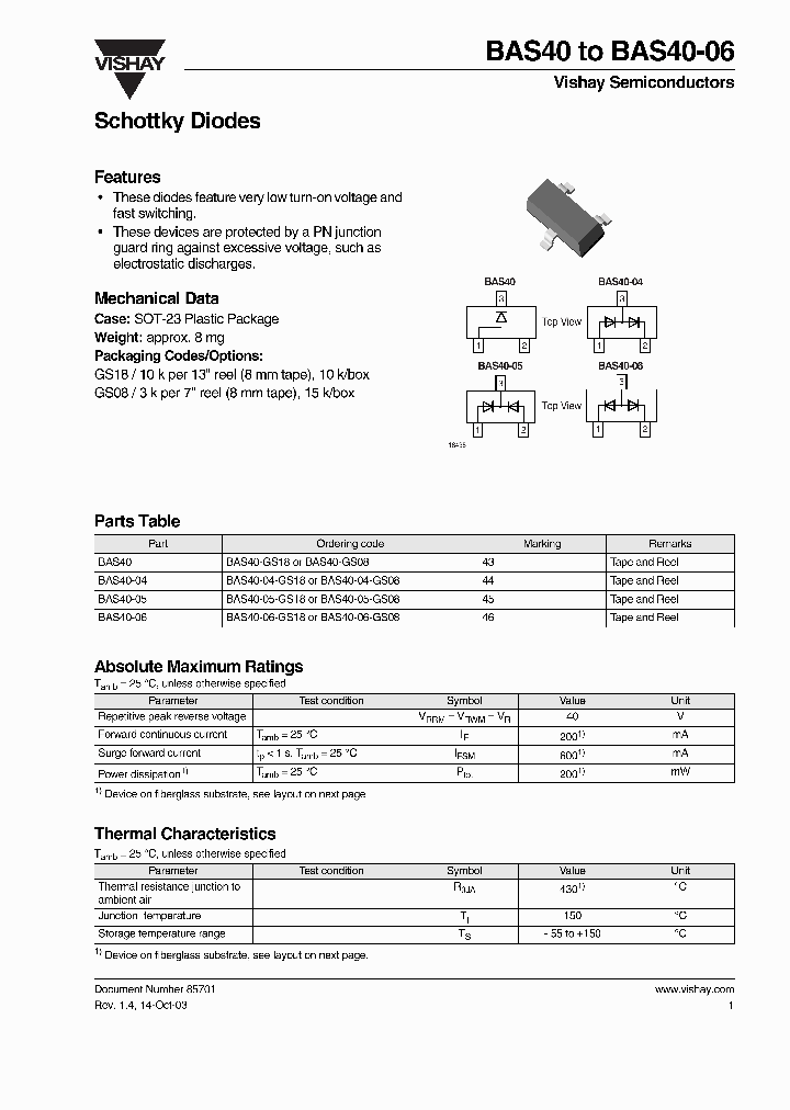 BAS40_7192454.PDF Datasheet