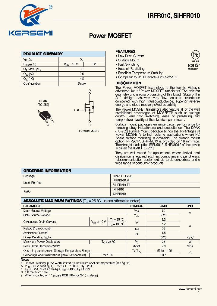 SIHFR010_7216946.PDF Datasheet