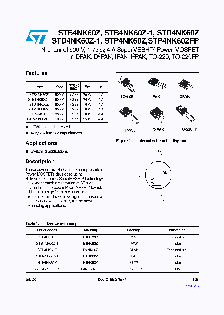 STD4NK60Z-1_7217096.PDF Datasheet