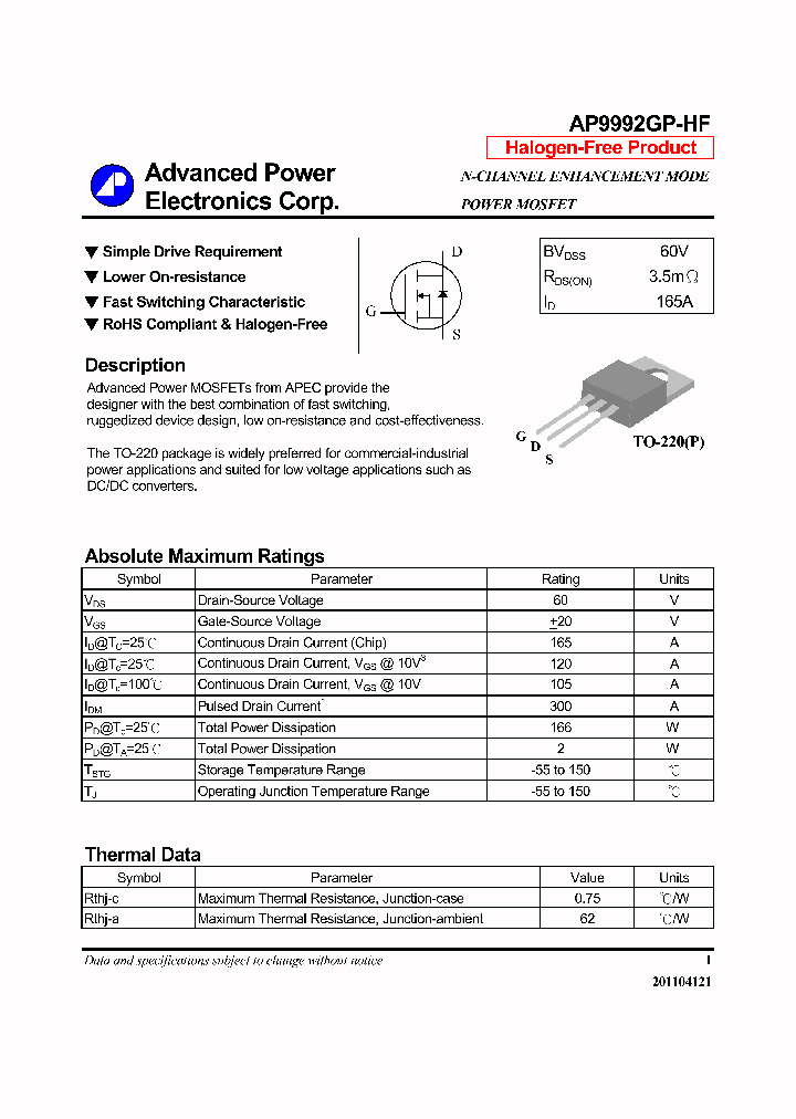 AP9992GP-HF_7217635.PDF Datasheet
