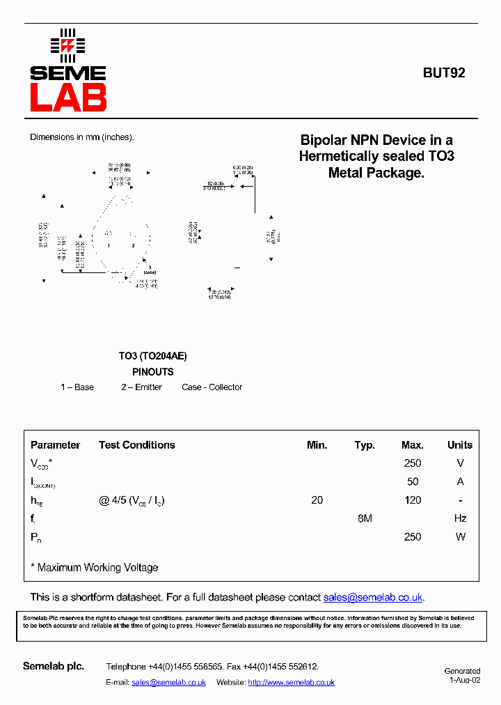 BUT92_7224581.PDF Datasheet