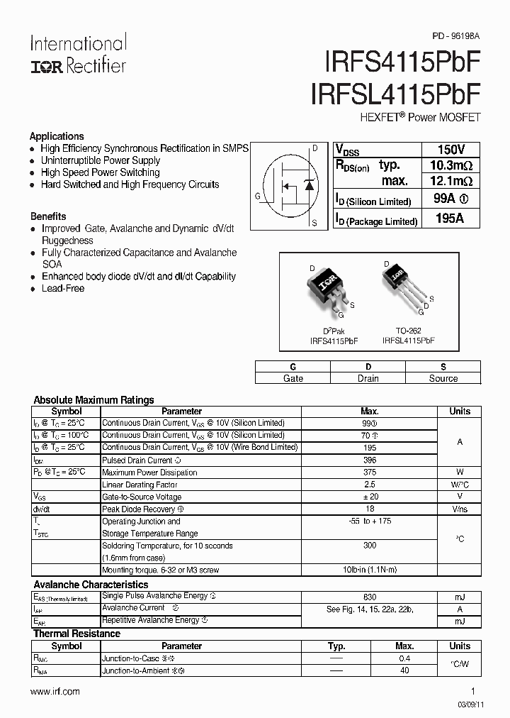 IRFS4115TRLPBF_7227067.PDF Datasheet