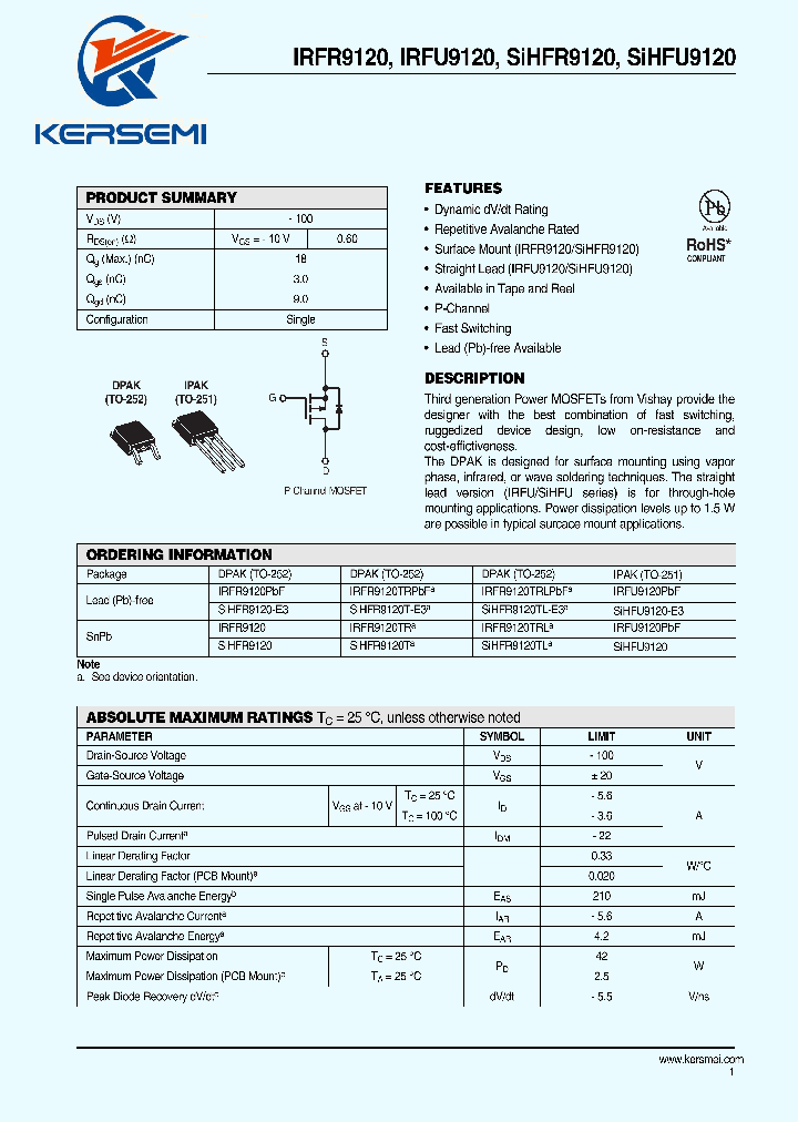 IRFU9120PBF_7233815.PDF Datasheet