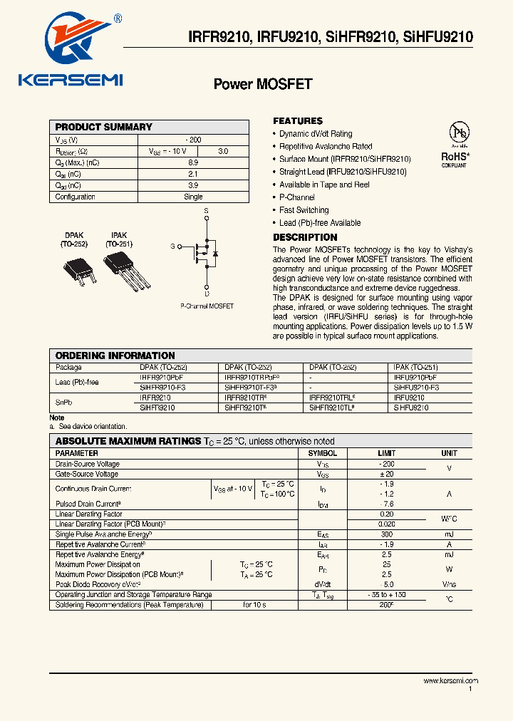 IRFR9210TRL_7244460.PDF Datasheet