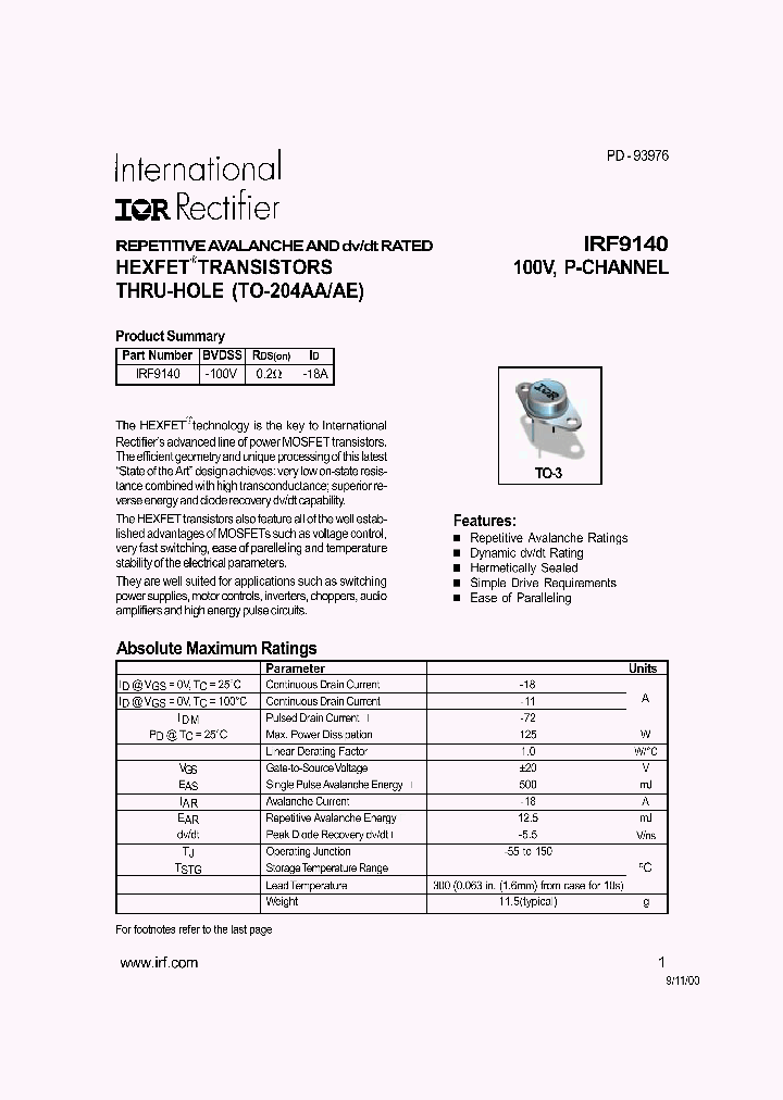 IRF9140_7280613.PDF Datasheet