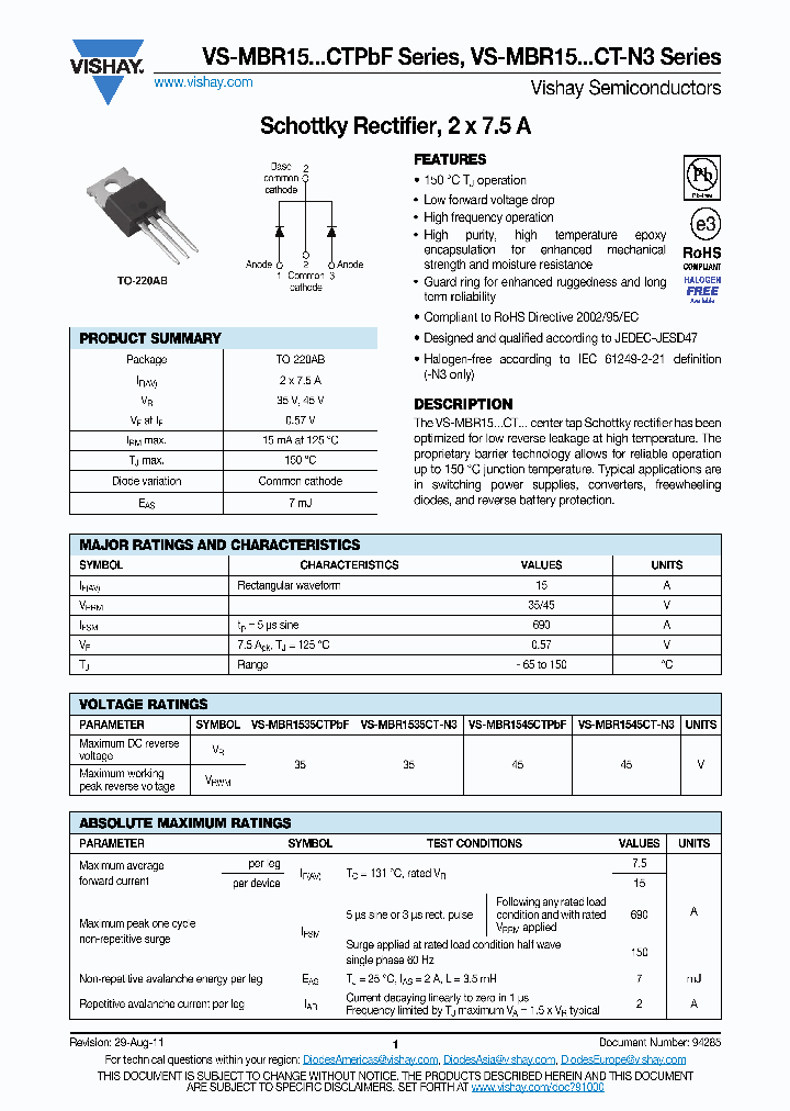 MBR1535CT-E3_7280339.PDF Datasheet