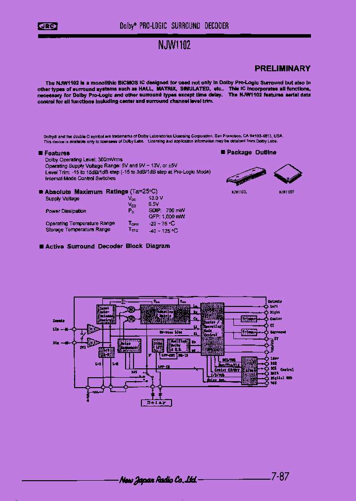 NJW1102F_7283620.PDF Datasheet