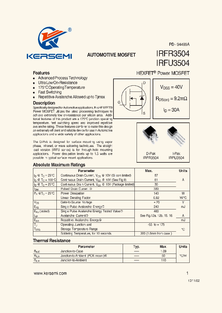 IRFRU3504_7284208.PDF Datasheet
