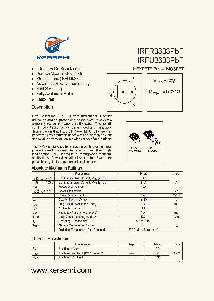 IRFRU3303PBF_7284207.PDF Datasheet