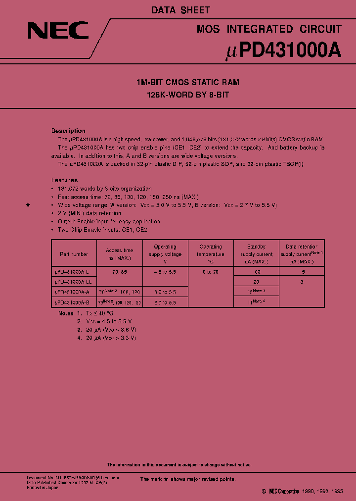 UPD431000AGU-70LL-9KH_7296001.PDF Datasheet