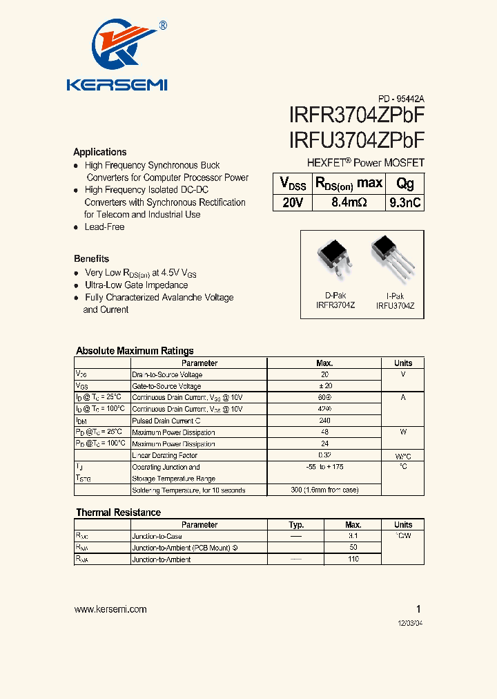 IRFR3704ZPBF_7311075.PDF Datasheet