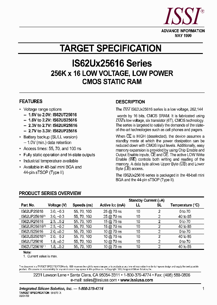 IS62UR25616LL-70H_7333954.PDF Datasheet