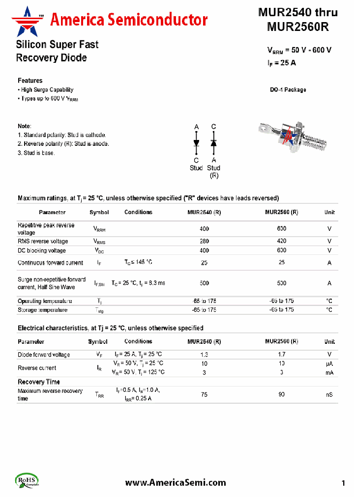 MUR2560_7333969.PDF Datasheet