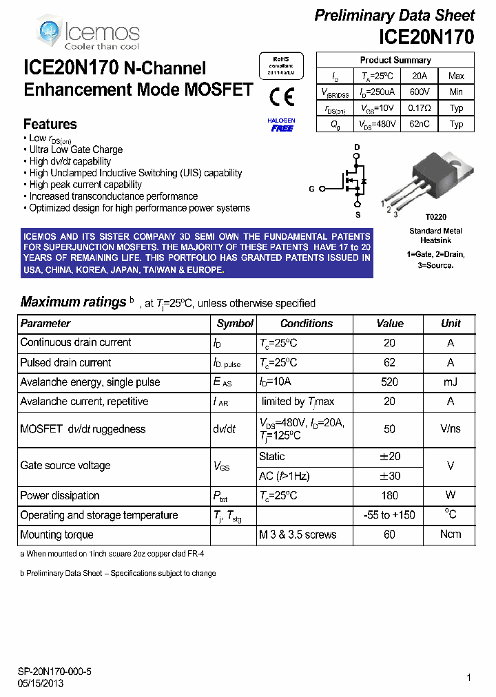 ICE20N170_7338075.PDF Datasheet