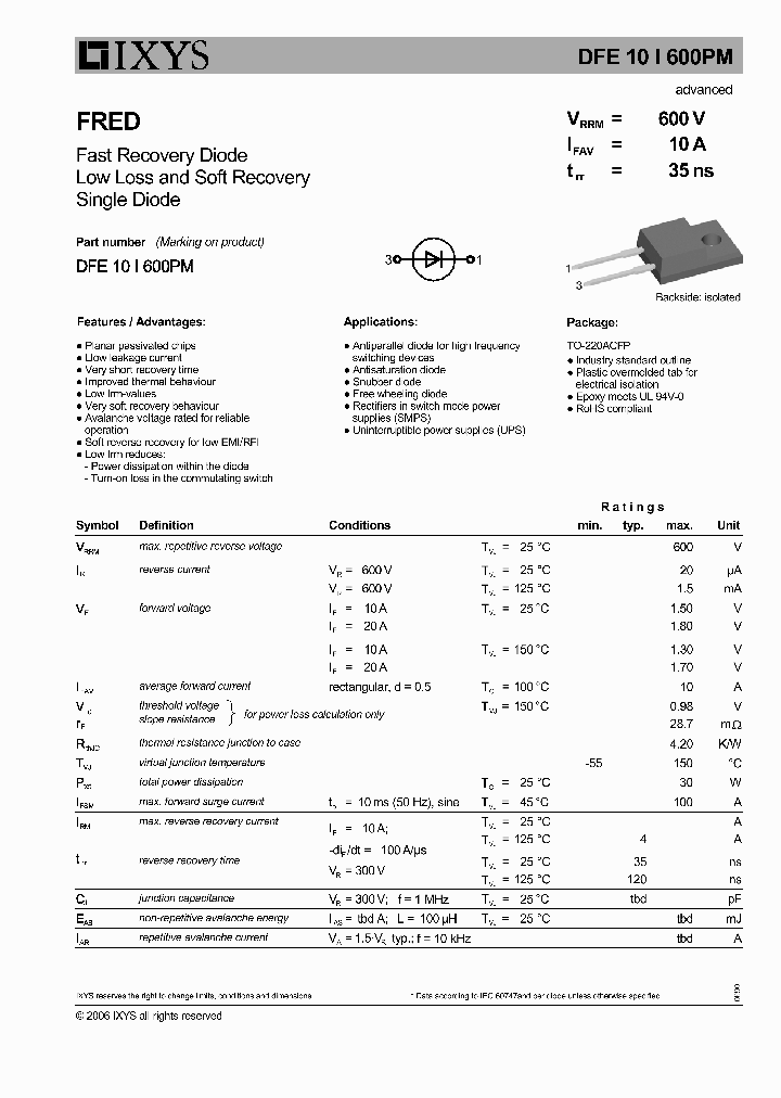 DFE10I600PM_7339414.PDF Datasheet