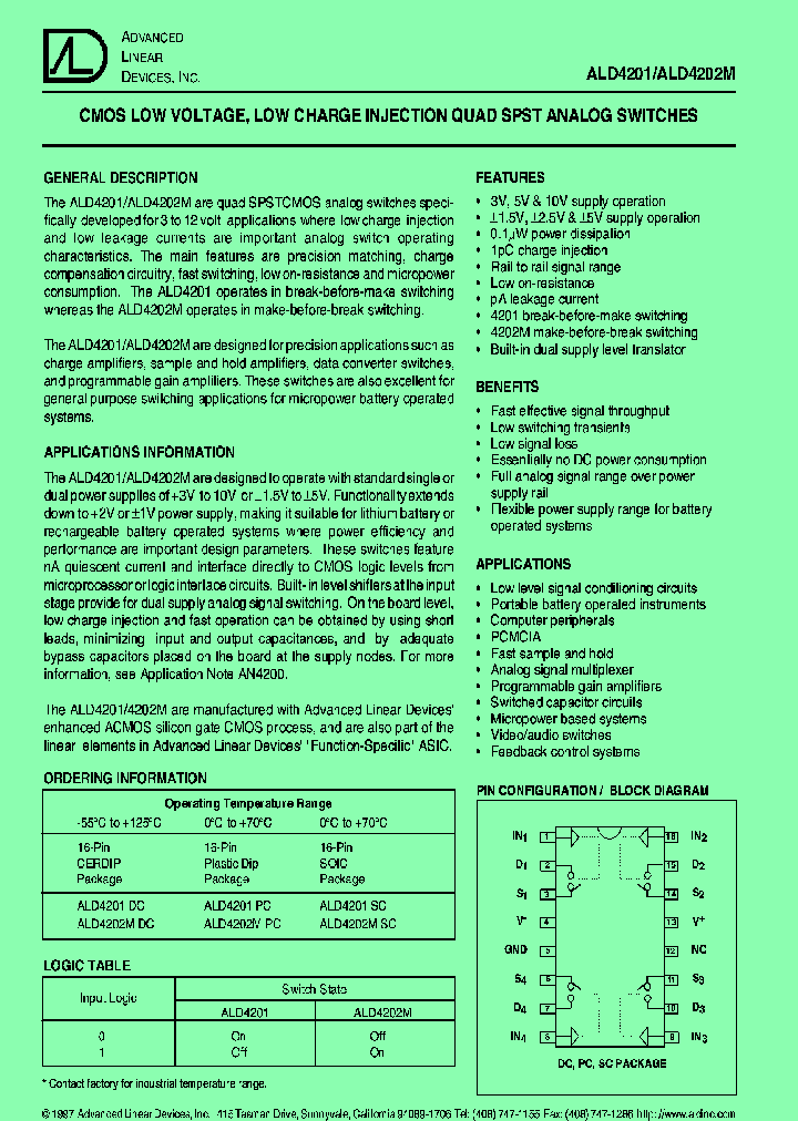 ALD4201PC_7339357.PDF Datasheet