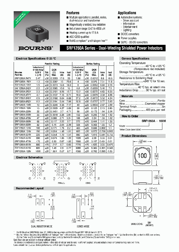 SRF1260A-100M_7341575.PDF Datasheet