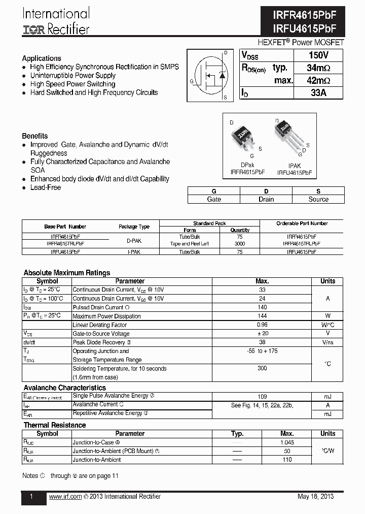 IRFR4615PBF_7357680.PDF Datasheet