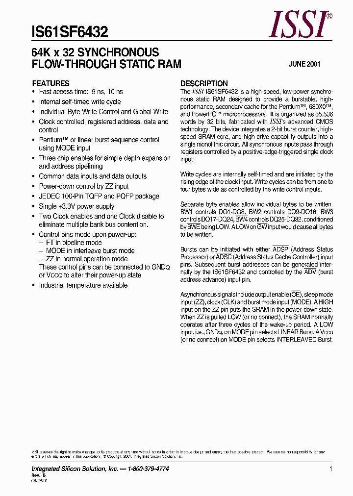 IS61SF6432-9TQ_7371398.PDF Datasheet