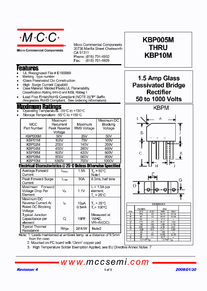 KBP005M-BP_7383209.PDF Datasheet