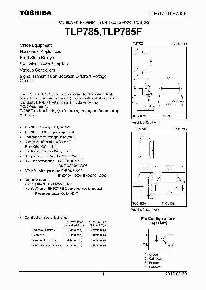 TLP785F_7413867.PDF Datasheet