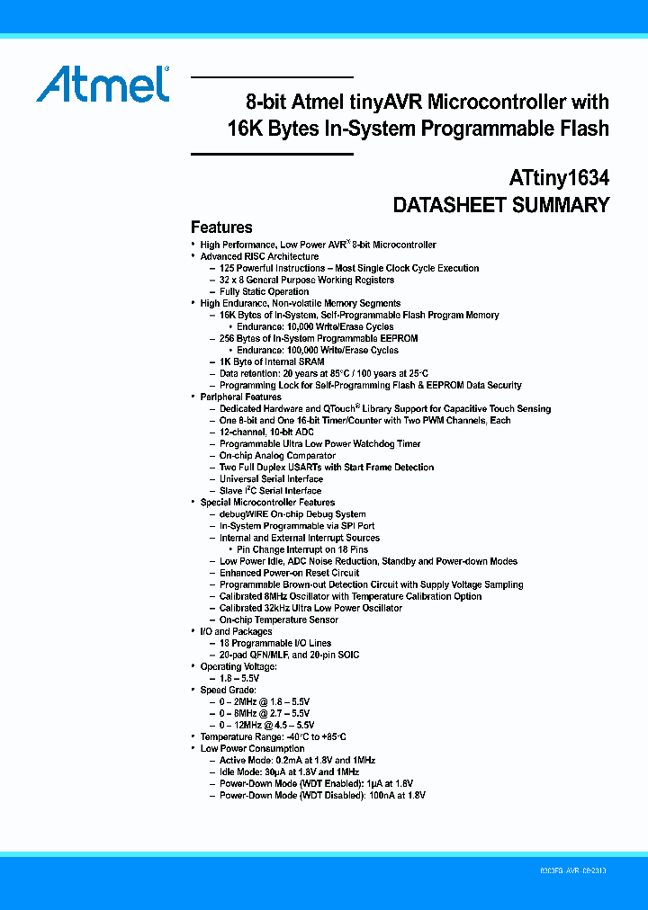 ATTINY1634-MUR_7430443.PDF Datasheet