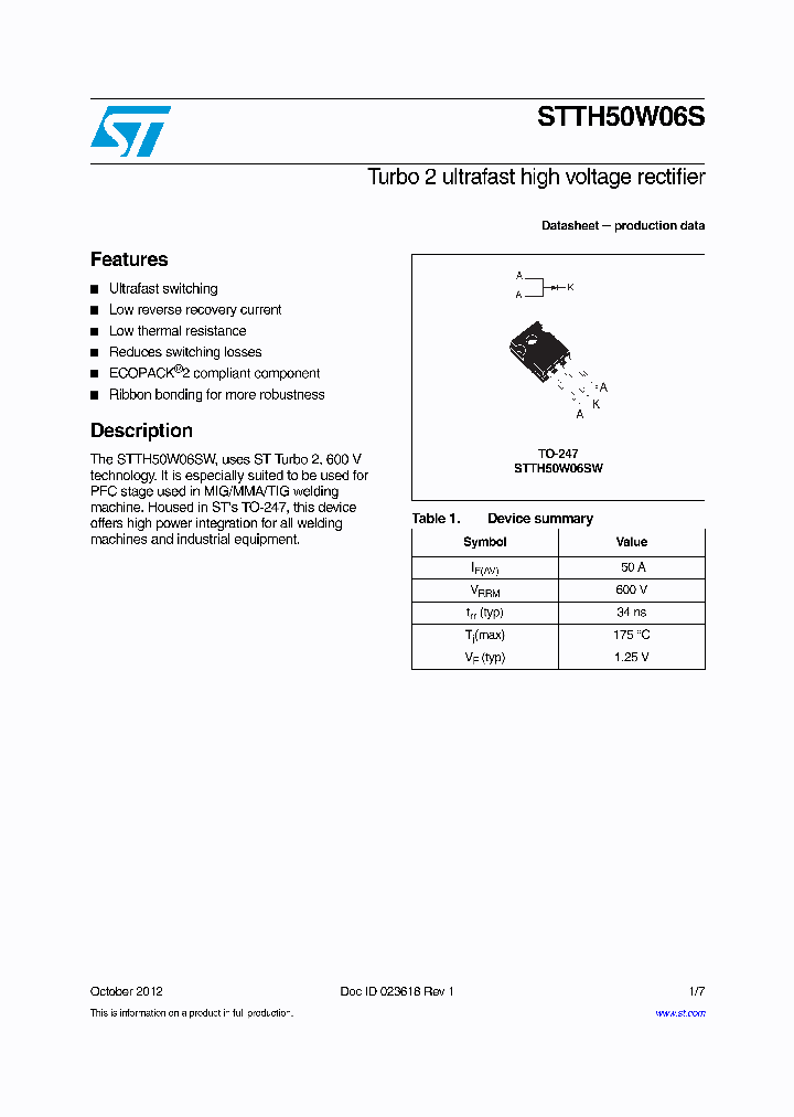 STTH50W06S_7465678.PDF Datasheet