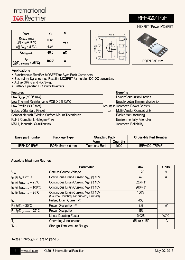 IRFH4201PBF_7486635.PDF Datasheet