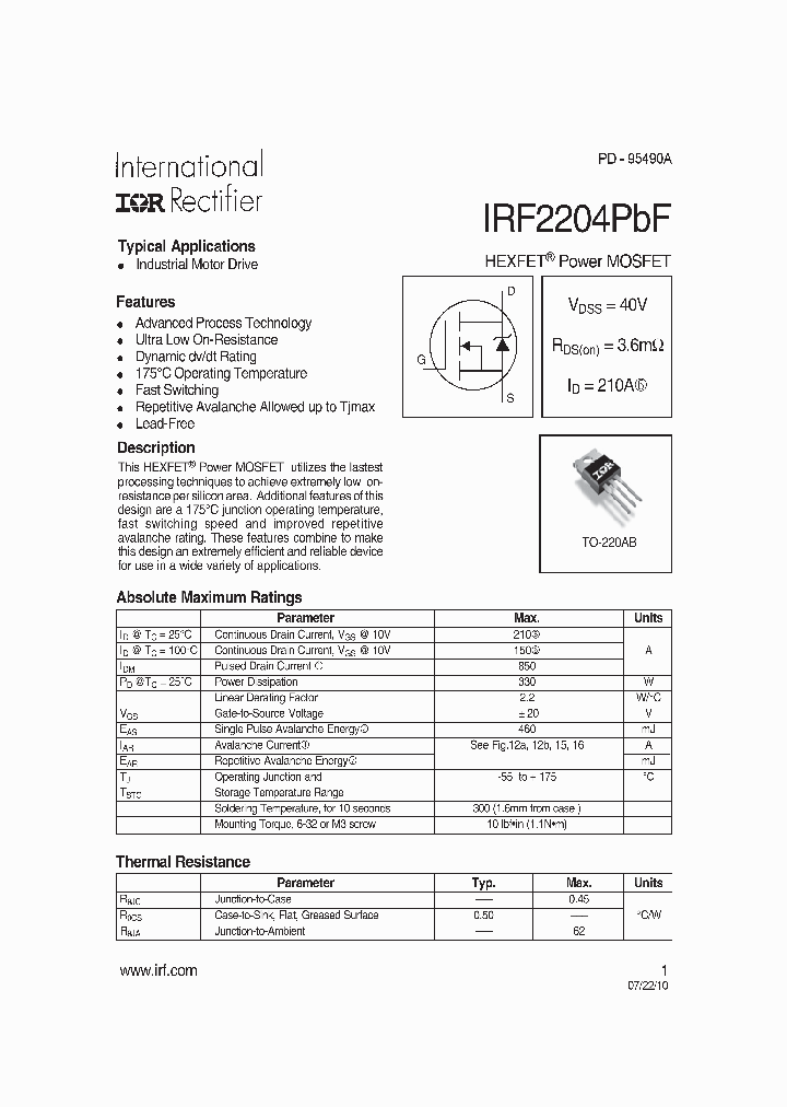 IRF2204PBF_7487034.PDF Datasheet