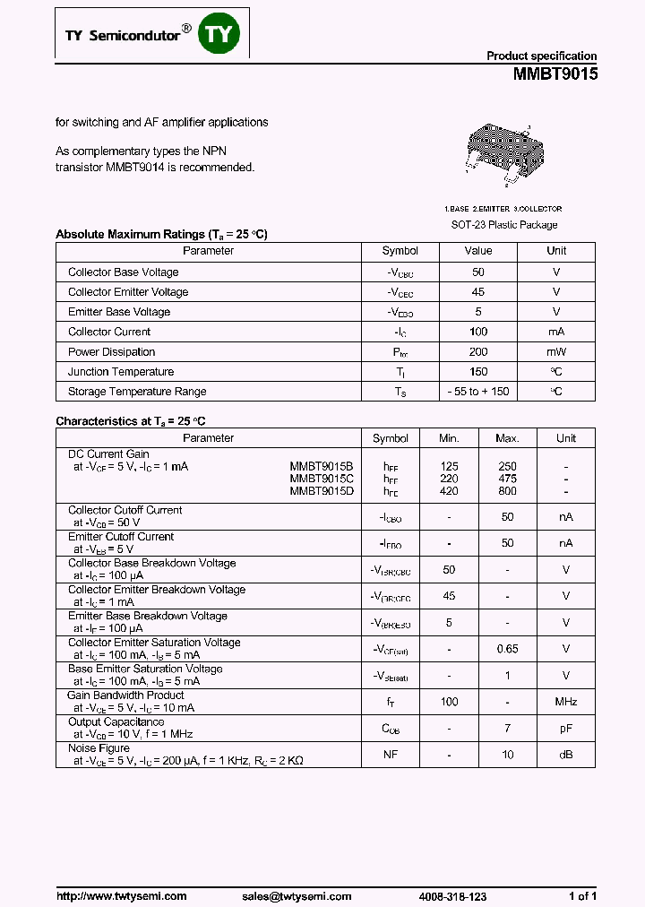 MMBT9015_7491558.PDF Datasheet