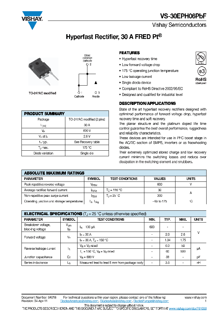 30EPH06PBF11_7495561.PDF Datasheet