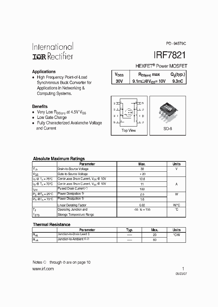 IRF7821_7497288.PDF Datasheet