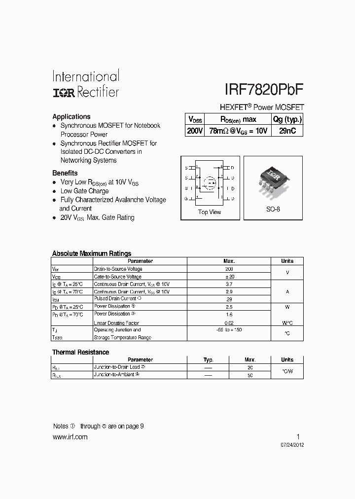 IRF7820PBF_7497285.PDF Datasheet