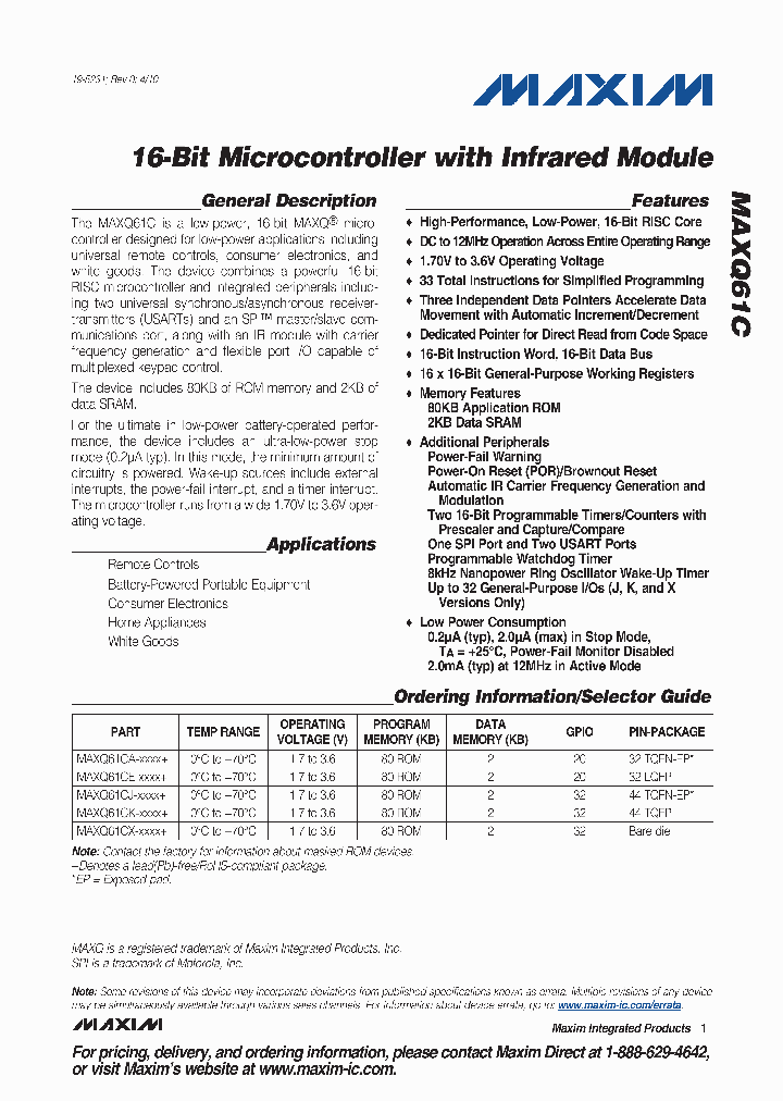 MAXQ61CK_7501542.PDF Datasheet