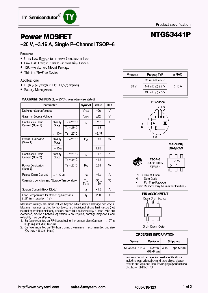 NTGS3441PT1G_7512311.PDF Datasheet
